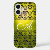 GEEL ZWARTE DAMASKMONOGRAM Case-Mate iPhone CASE (Achterkant)