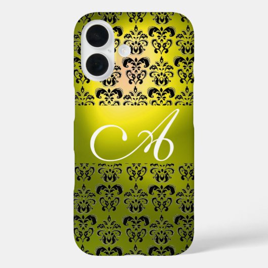 GEEL ZWARTE DAMASKMONOGRAM Case-Mate iPhone CASE (Achterkant)