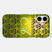 GEEL ZWARTE DAMASKMONOGRAM Case-Mate iPhone CASE (Achterkant (horizontaal))