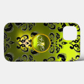 GEEL ZWARTE DAMASKMONOGRAM Case-Mate iPhone CASE (Achterkant (horizontaal))