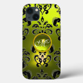 GEEL ZWARTE DAMASKMONOGRAM Case-Mate iPhone CASE (Achterkant)