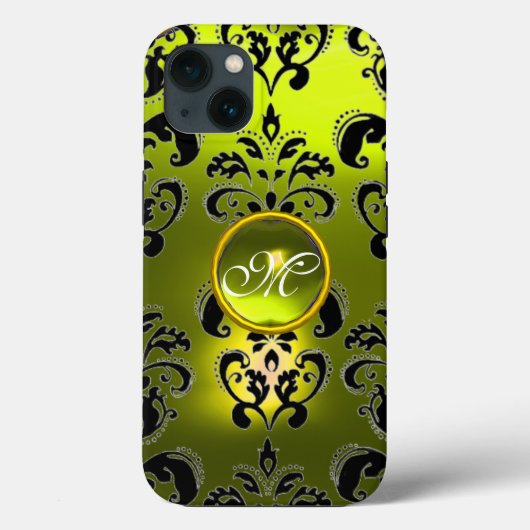 GEEL ZWARTE DAMASKMONOGRAM Case-Mate iPhone CASE (Achterkant)