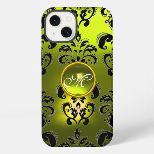 GEEL ZWARTE DAMASKMONOGRAM iPhone HOESJE (Achterkant)