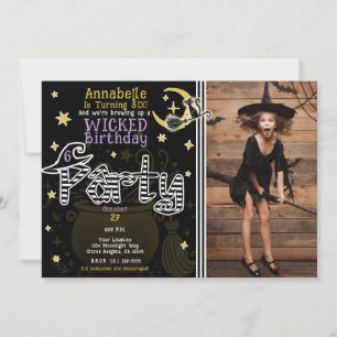 Geel & Zwarte Heks Halloween Verjaardagsfeestje Kaart