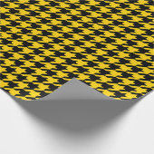 Geel Zwarte Houndstooth Check Cadeaupapier (Hoek)