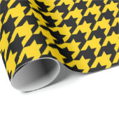 Geel Zwarte Houndstooth Check Cadeaupapier (Rol Hoek)