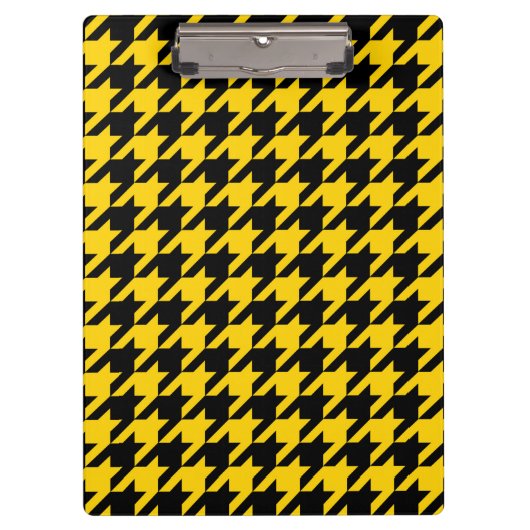 Geel Zwarte Houndstooth Check Klembord (Voorkant)