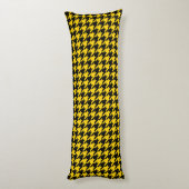 Geel Zwarte Houndstooth Check Lichaamskussen (Achterkant (Verticaal))