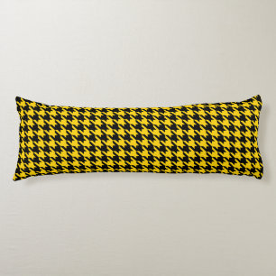 Geel Zwarte Houndstooth Check Lichaamskussen