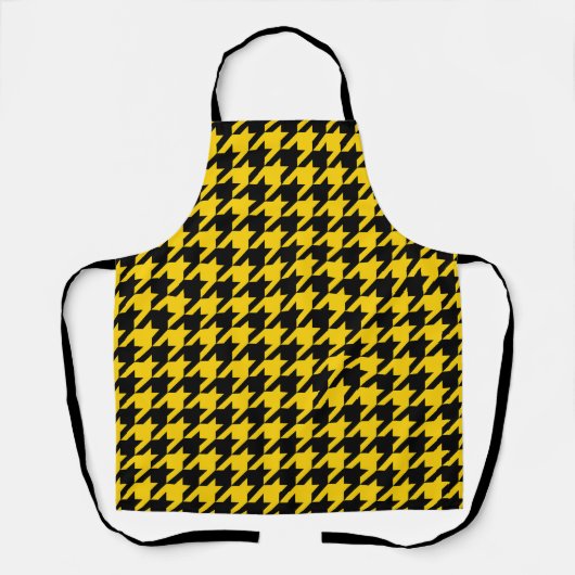 Geel Zwarte Houndstooth Check Schort (Voorkant)