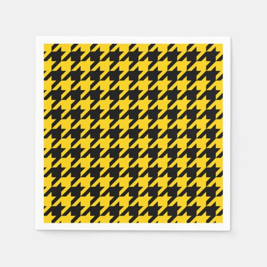 Geel Zwarte Houndstooth Check Servet (Voorkant)