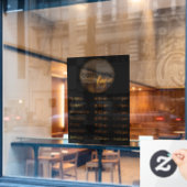 GEEL ZWARTE OPENINGSTIJDEN UUR BEDRIJFSNIVEAU LOGO RAAMSTICKER (Cafe Raam)