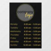 GEEL ZWARTE OPENINGSTIJDEN UUR BEDRIJFSNIVEAU LOGO RAAMSTICKER (Vel)