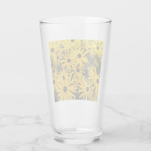 Geel zwarte oranje Susans Floral Drink Glas (Achterkant)