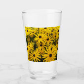 Geel zwarte oranje Susans Floral Drink Glas (Voorkant)
