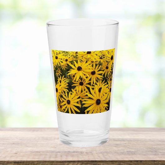 Geel zwarte oranje Susans Floral Drink Glas