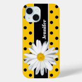 Geel, zwarte pokstip, Daisy Flower iPhone Case (Achterkant)