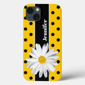 Geel, zwarte pokstip, Daisy Flower iPhone Case (Achterkant)