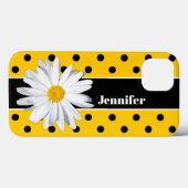 Geel, zwarte pokstip, Daisy Flower iPhone Case (Achterkant (horizontaal))