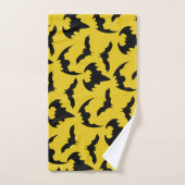 Geel & Zwarte Vleermuizen Halloween Bad Handdoek (Handdoek)