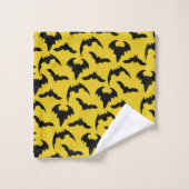 Geel & Zwarte Vleermuizen Halloween Bad Handdoek (Wasdoekje)