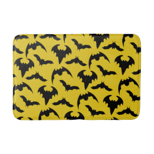 Geel & Zwarte Vleermuizen Halloween Badmat
