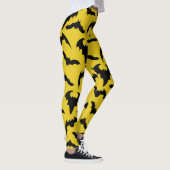 Geel & Zwarte Vleermuizen Halloween Leggings (Rechts)
