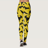 Geel & Zwarte Vleermuizen Halloween Leggings (Achterkant)