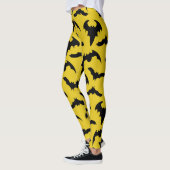 Geel & Zwarte Vleermuizen Halloween Leggings (Links)