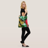 Geel zwarte vlinder fotografie droomscript tote bag (Op model)