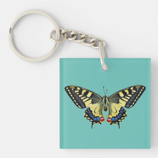 Geel-zwarte vlinder sleutelhanger (voorkant)