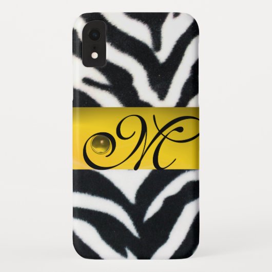 GEEL ZWARTE WITTE ZEBRA FUR MONOGRAM, Topaz Case-Mate iPhone Case (Achterkant)