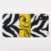 GEEL ZWARTE WITTE ZEBRA FUR MONOGRAM, Topaz Case-Mate iPhone Case (Achterkant (horizontaal))