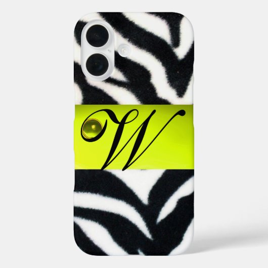 GEEL ZWARTE WITTE ZEBRA FUR MONOGRAM, Topaz Case-Mate iPhone Case (Achterkant)
