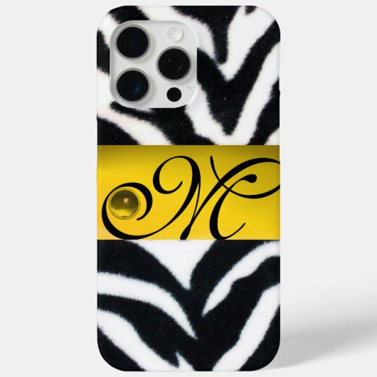 GEEL ZWARTE WITTE ZEBRA FUR MONOGRAM, Topaz Case-Mate iPhone Case (Achterkant)