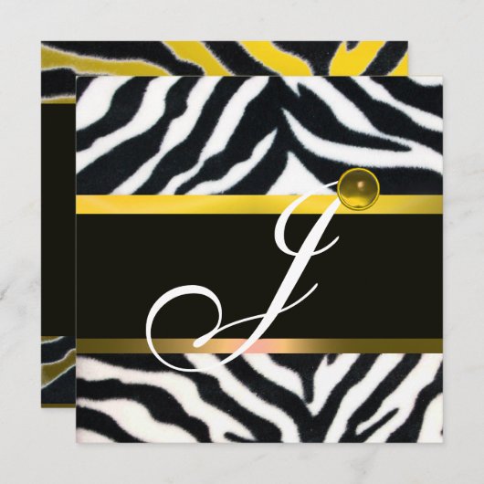 GEEL ZWARTE WITTE ZEBRA FUR MONOGRAM, Topaz Kaart (Voorkant / Achterkant)