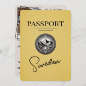 Geel Zweeds paspoort Bewaar de datum Save The Date (Voorkant / Achterkant)