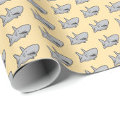 Geel zwembad Party Beach Verjaardag Shark Cadeaupapier (Rol Hoek)