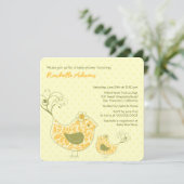 Geel Zwemig Mam en Baby-vogelBaby shower uitnodige Kaart (Staand voorkant)