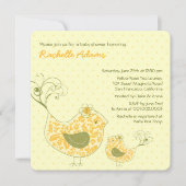 Geel Zwemig Mam en Baby-vogelBaby shower uitnodige Kaart (Voorkant)