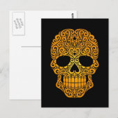 Geel zwenkend Suiker Schaal op zwart Briefkaart (Voorkant / Achterkant)