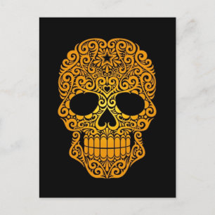 Geel zwenkend Suiker Schaal op zwart Briefkaart