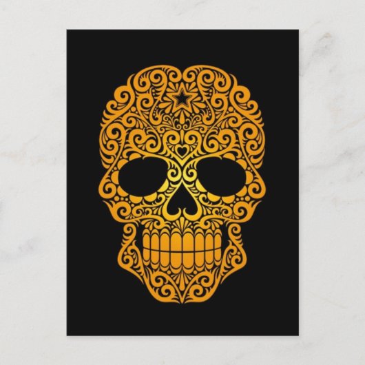 Geel zwenkend Suiker Schaal op zwart Briefkaart (Voorkant)