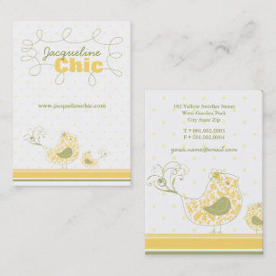 Geel Zwirly Whimsical Birds Custom Visitekaartje