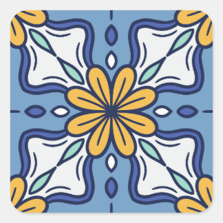 geelachtig blauwachtig ontwerp vierkante sticker