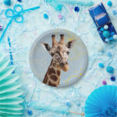 Geelachtige giraffe kantelende kop papieren bordje (Feest)