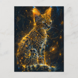 Geelachtige Neon Serval Kosmische Glow Briefkaart