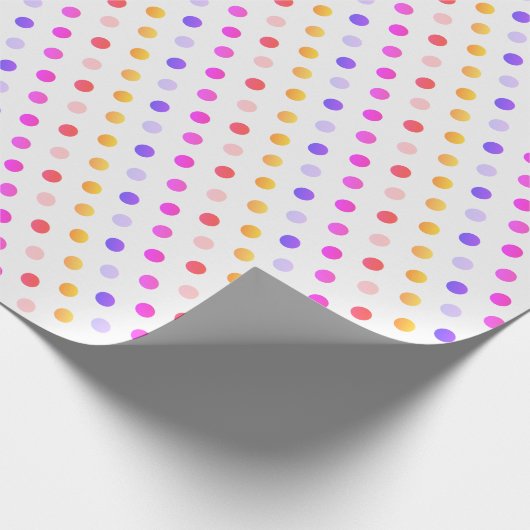 Geelachtige perziken Pinks en Paarse Polka Dot Pat Cadeaupapier (Hoek)