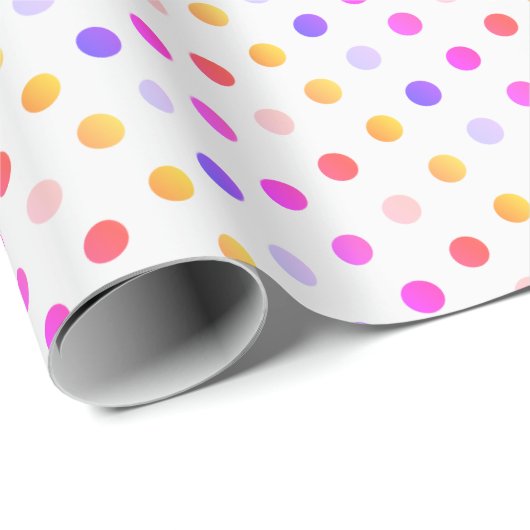 Geelachtige perziken Pinks en Paarse Polka Dot Pat Cadeaupapier (Rol Hoek)