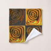 Geelachtige vierkanten en cirkels in bijtende moza bad handdoek (Wasdoekje)